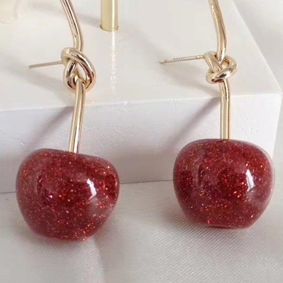 πRed Sparkling Cherry Stud Earrings - Picture 16 of 17